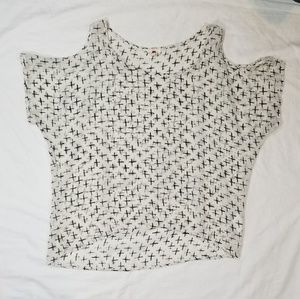 One Clothing Sheer Cold Shoulder, High Low Blouse